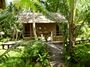 Shared bathroom for beach bungalow guests.